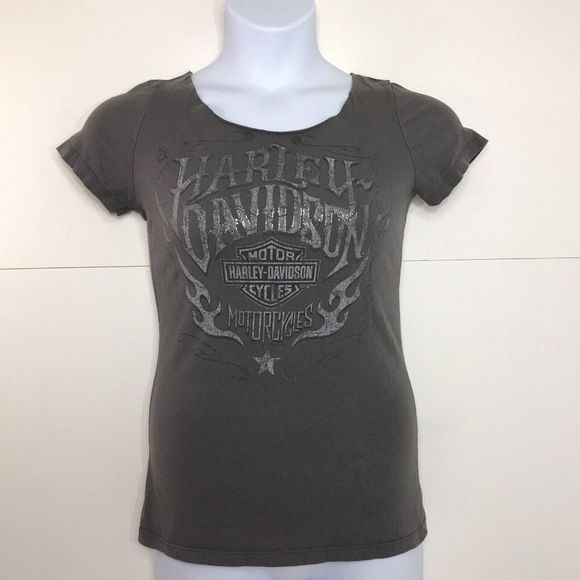 HARLEY-DAVIDSON  Women's Gray Tee Shirt Top size Medium Vacaville California - Picture 1 of 6